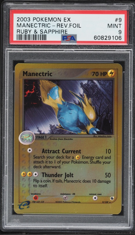 2003 Pokemon EX Ruby & Sapphire Reverse Holo Manectric #9 PSA 9 MINT