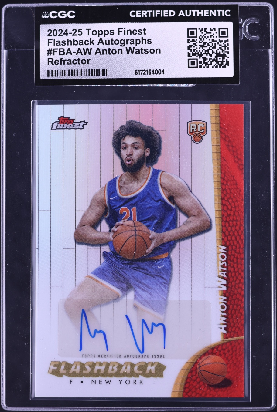 2024 Finest Flashback Refractor Anton Watson ROOKIE AUTO #FBA-AW CGC AUTH