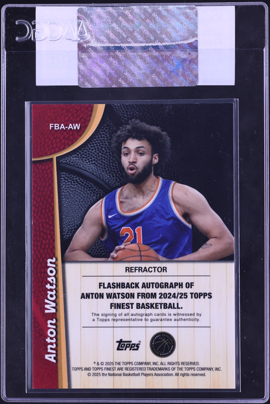 2024 Finest Flashback Refractor Anton Watson ROOKIE AUTO #FBA-AW CGC AUTH