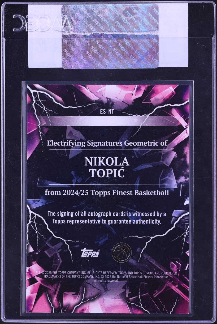 2024 Finest Electrifying Nikola Topic ROOKIE AUTO #ES-NT CGC AUTH