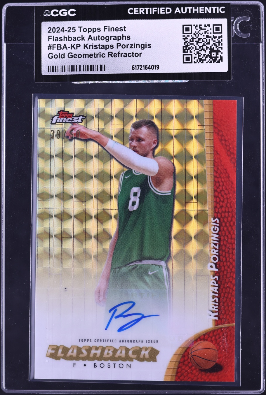 2024 Topps Finest Basketball Gold Geometric Refractor Kristaps Porzingis #FBA-KP CGC AUTH