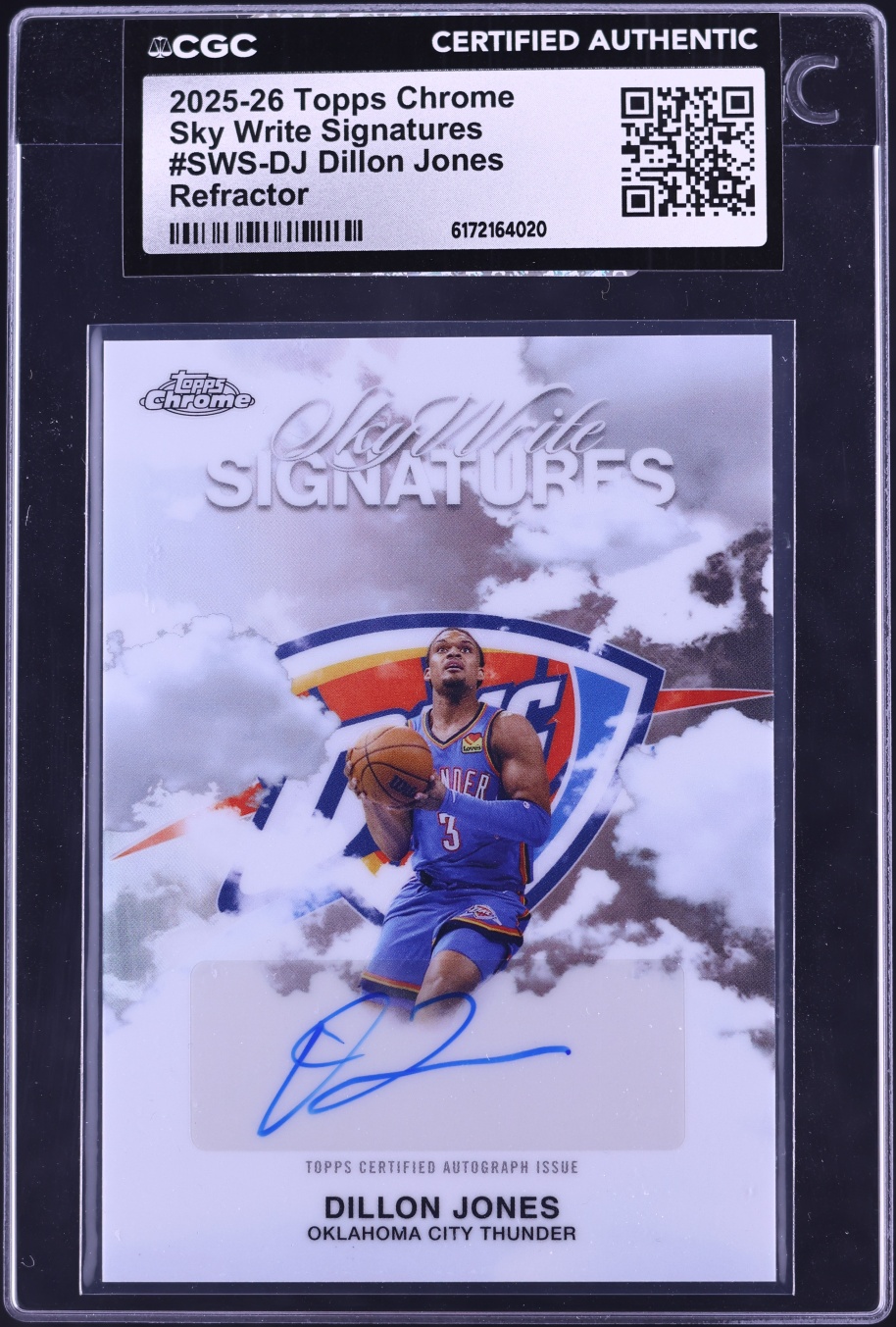 2025 Topps Chrome Sky Write Refractor Dillon Jones AUTO #SWS-DJ CGC AUTH