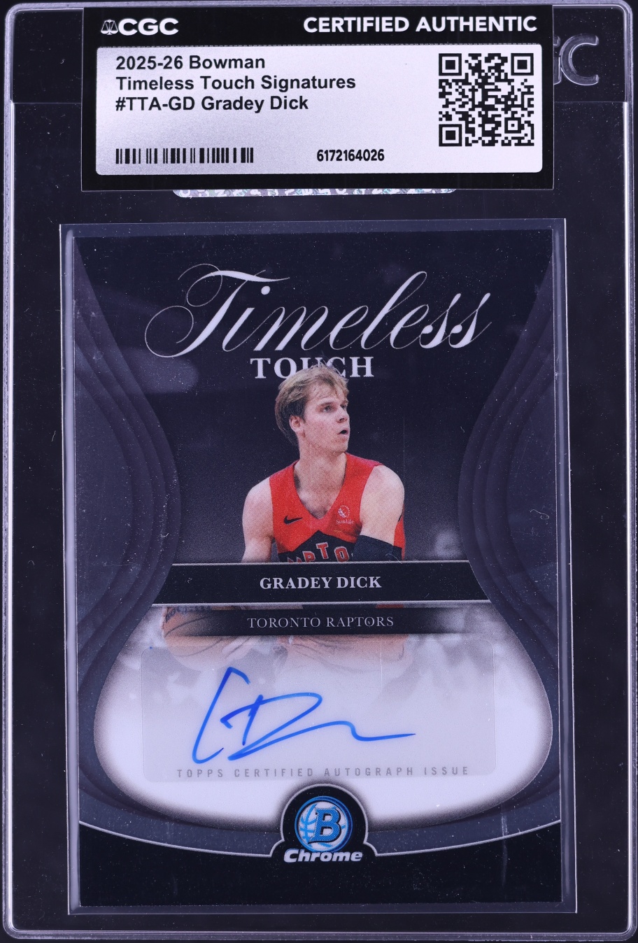 2025 Bowman Chrome Timeless Touch Gradey Dick AUTO #TTA-GD CGC AUTH