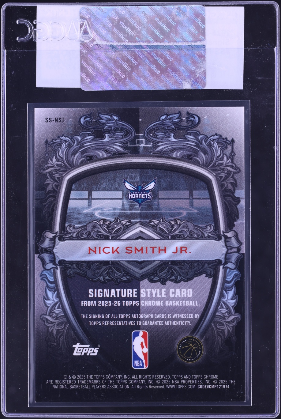 2025 Topps Chrome Signature Style Nick Smith Jr. AUTO #SS-NSJ CGC AUTH