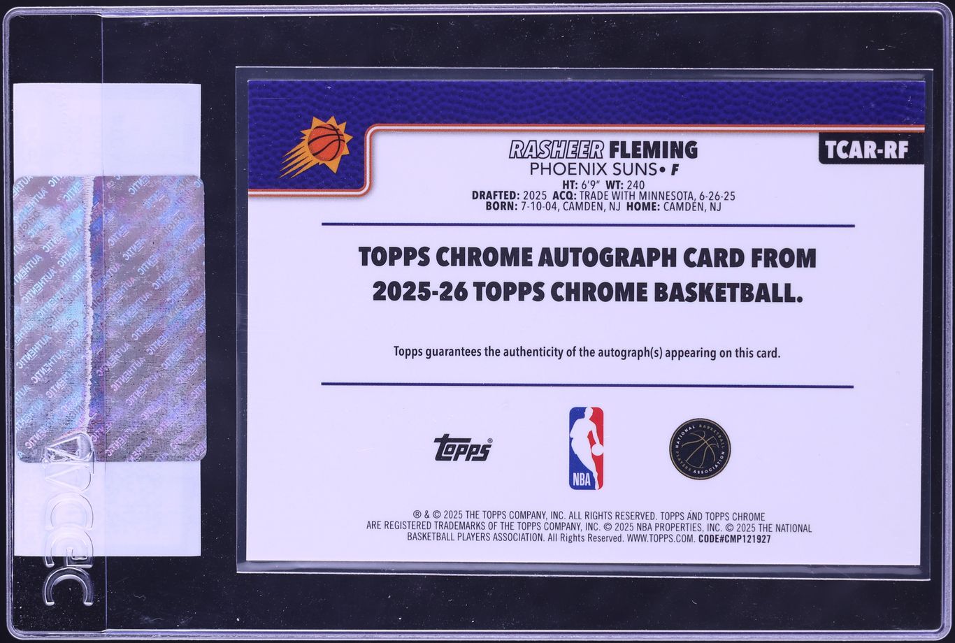 2025 Topps Chrome Rasheer Fleming ROOKIE AUTO #TCAR-RF CGC AUTH