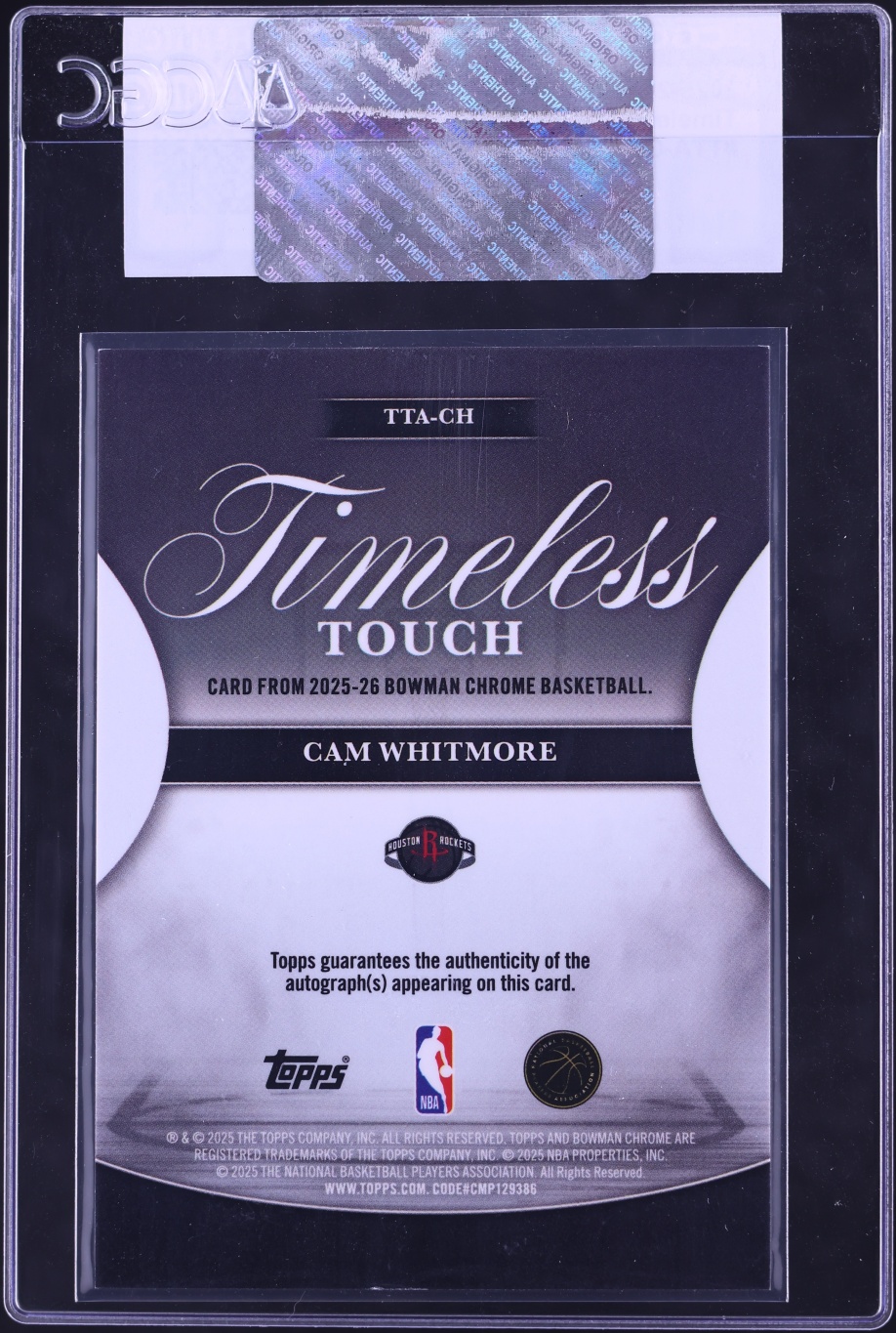 2025 Bowman Chrome Timeless Touch Cam Whitmore AUTO #TTA-CH CGC AUTH