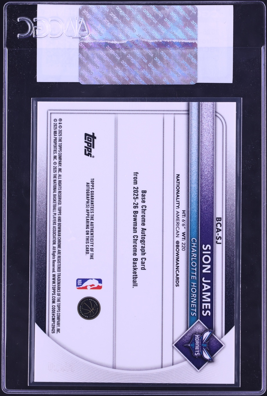 2025 Bowman Chrome Green Geometric Refractor Sion James ROOKIE AUTO /99 #BCA-SJ CGC AUTH