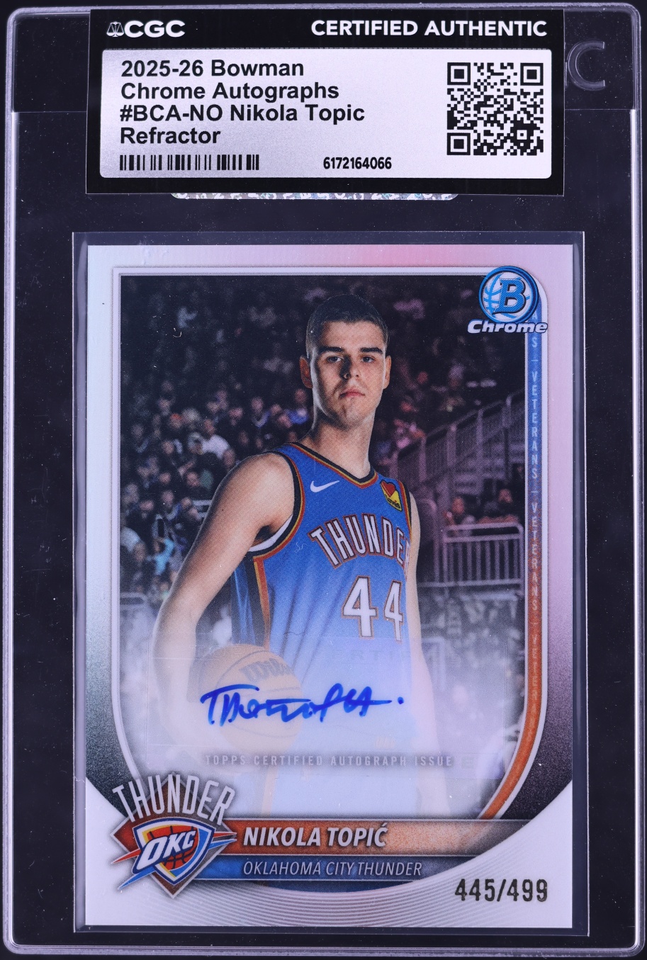 2025 Bowman Chrome Refractor Nikola Topic AUTO /499 #BCA-NO CGC AUTH
