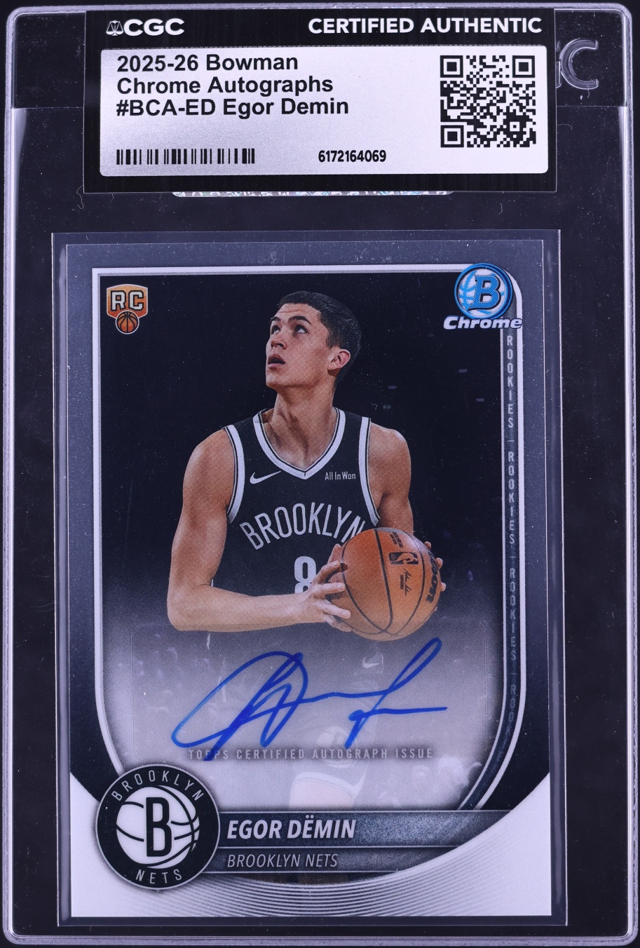 2025 Bowman Chrome Egor Demin ROOKIE AUTO #BCA-ED CGC AUTH