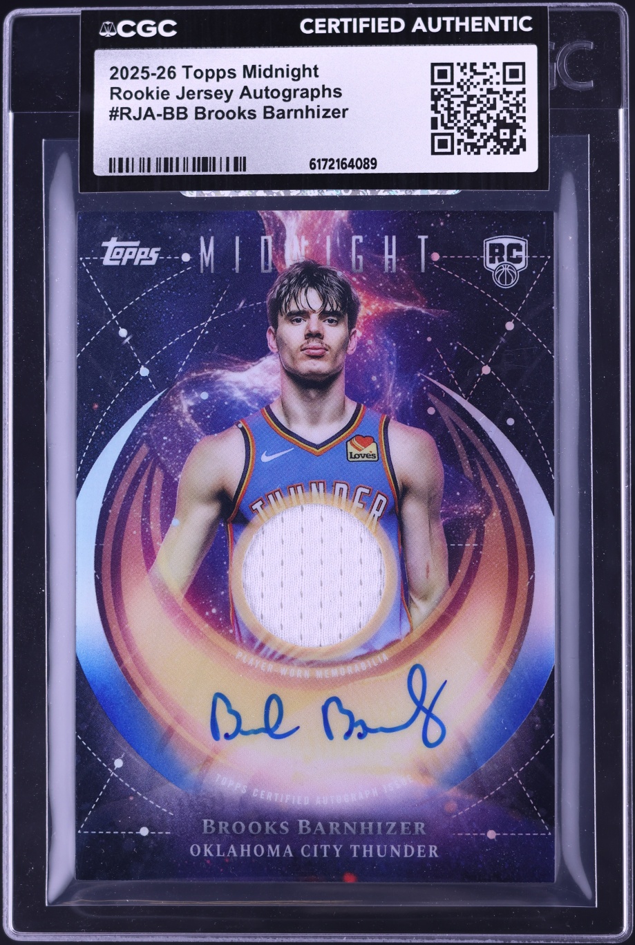2025 Topps Midnight Brooks Barnhizer ROOKIE PATCH AUTO #RJA-BB CGC AUTH