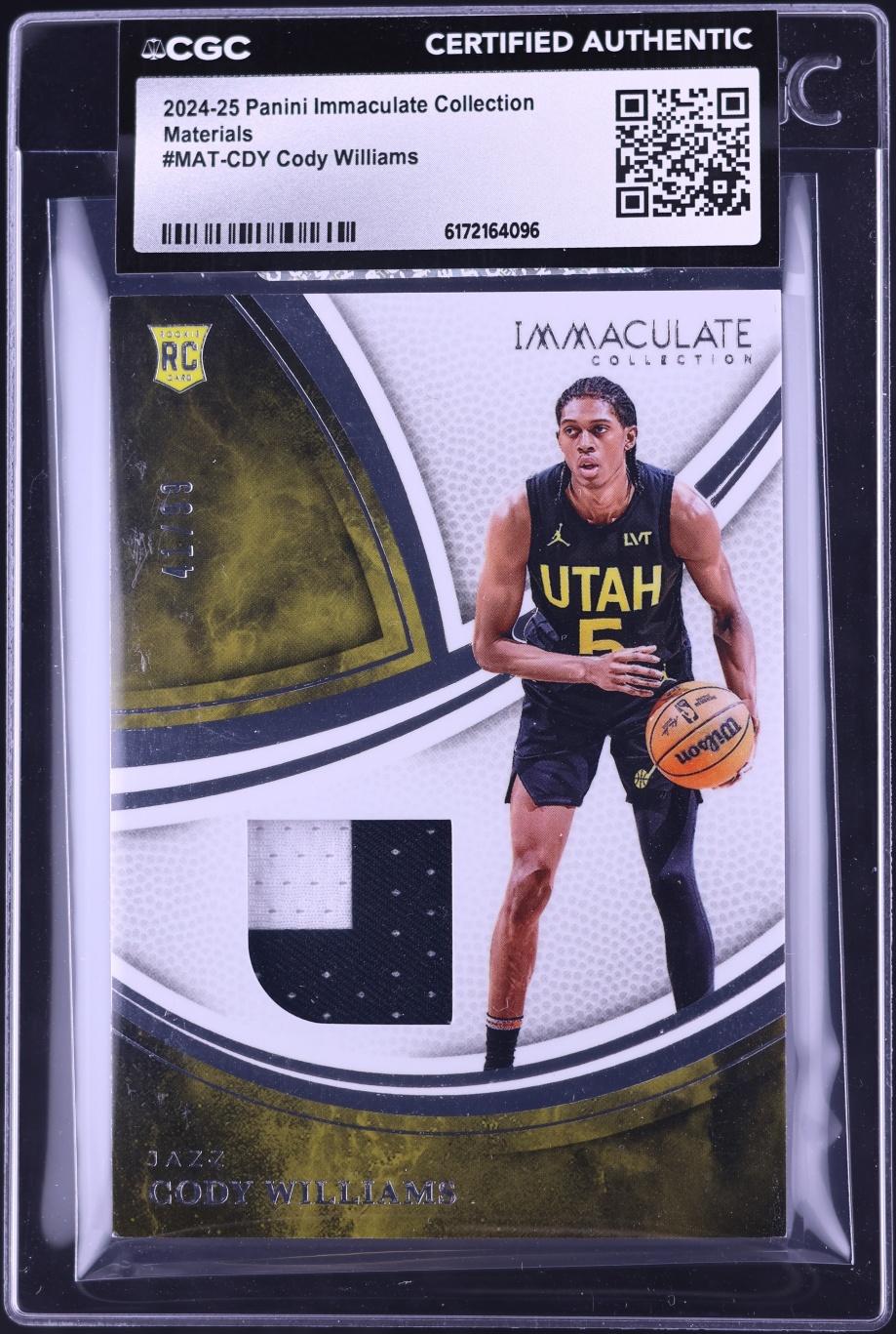 2024 Immaculate Collection Cody Williams ROOKIE PATCH /99 #MAT-CDY CGC AUTH