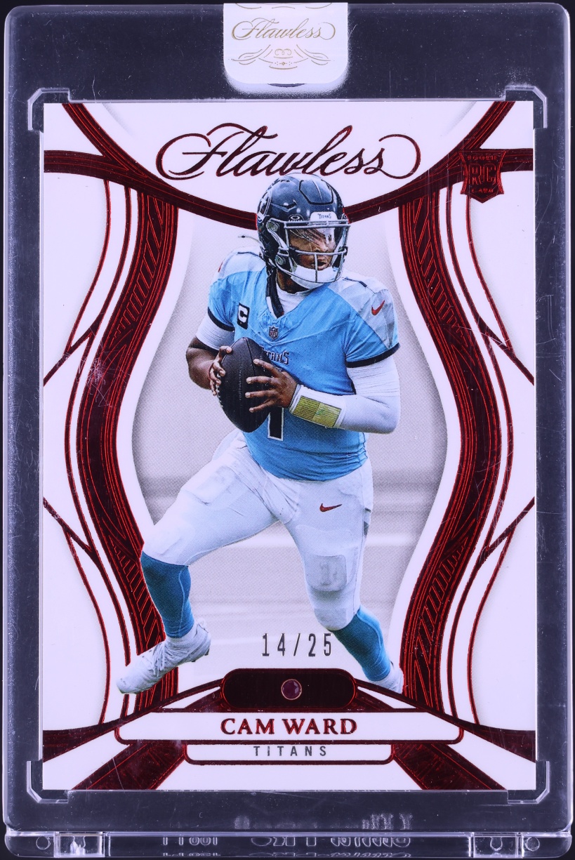 2025 Panini Flawless Ruby Gems Cam Ward ROOKIE /25 #100
