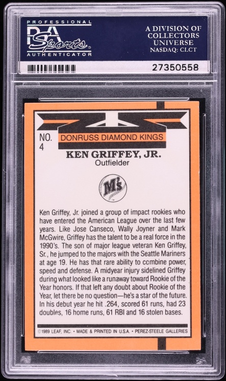 1990 Donruss Diamond Kings Ken Griffey Jr. #4 PSA 10 GEM MINT