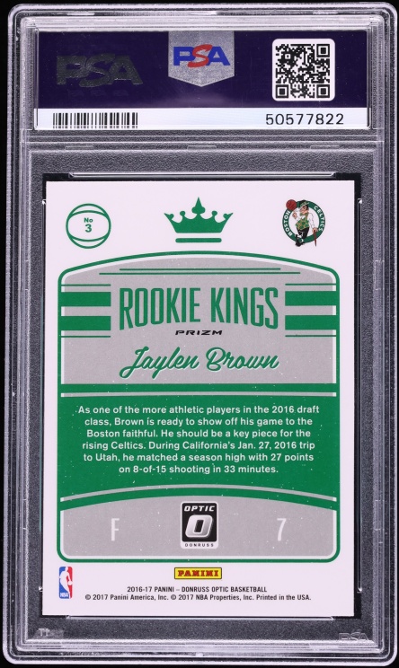 2016 Donruss Optic Rookie Kings Holo Jaylen Brown ROOKIE #3 PSA 10 GEM MINT