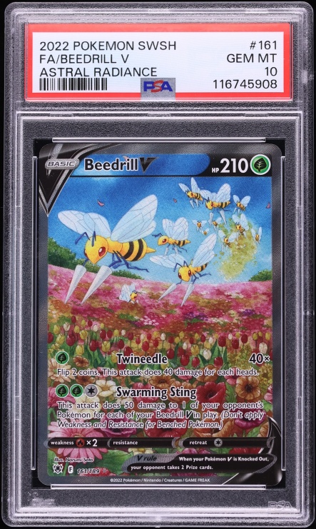 2022 Pokemon Sword & Shield Astral Radiance Full Art Beedrill V #161 PSA 10 GEM MINT
