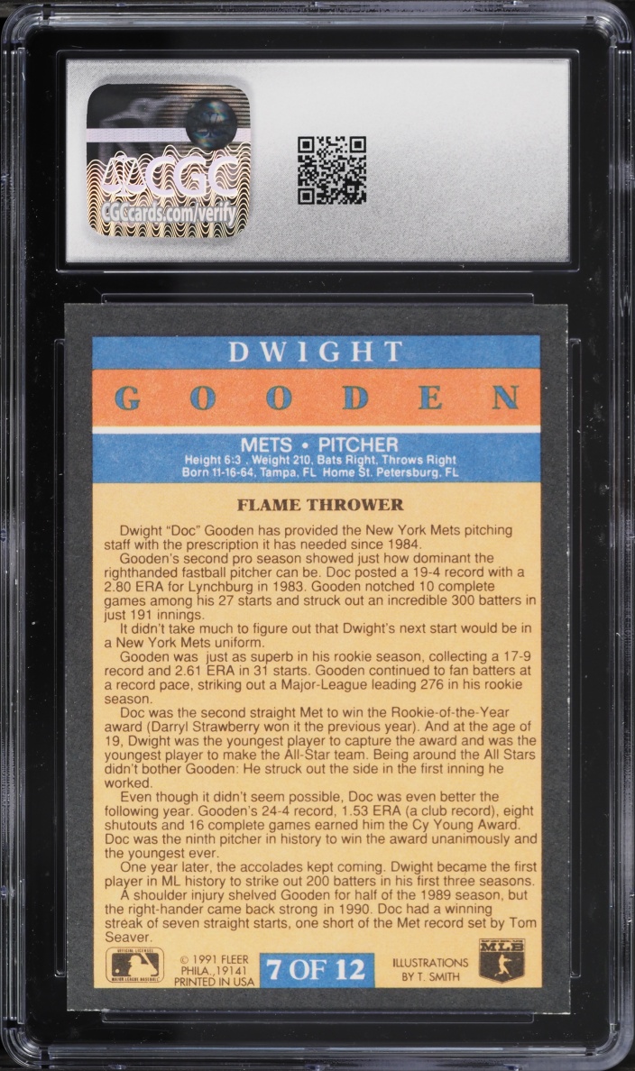 1991 Fleer Pro-Visions Dwight Gooden #7 CGC 9 MINT