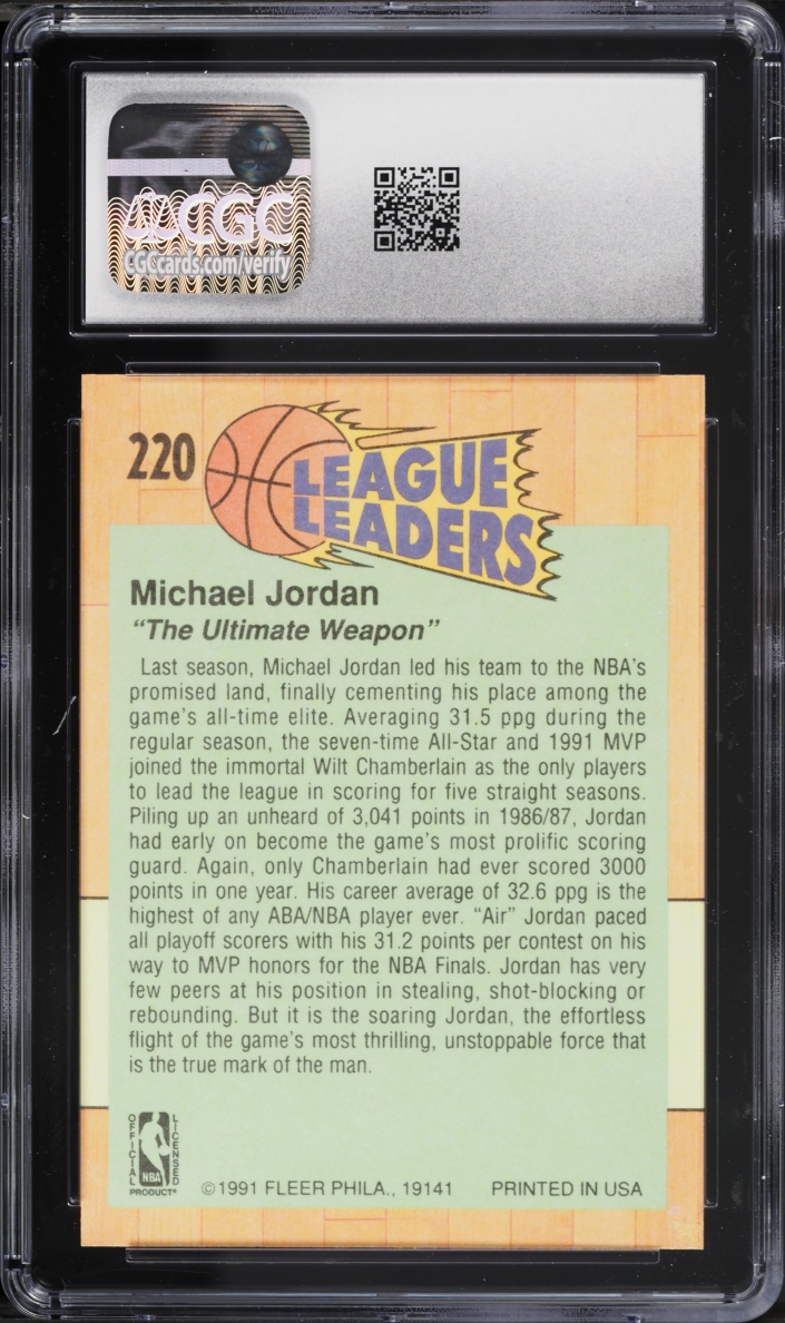 1991 Fleer Basketball Michael Jordan #220 CGC 8.5 NM-MT+