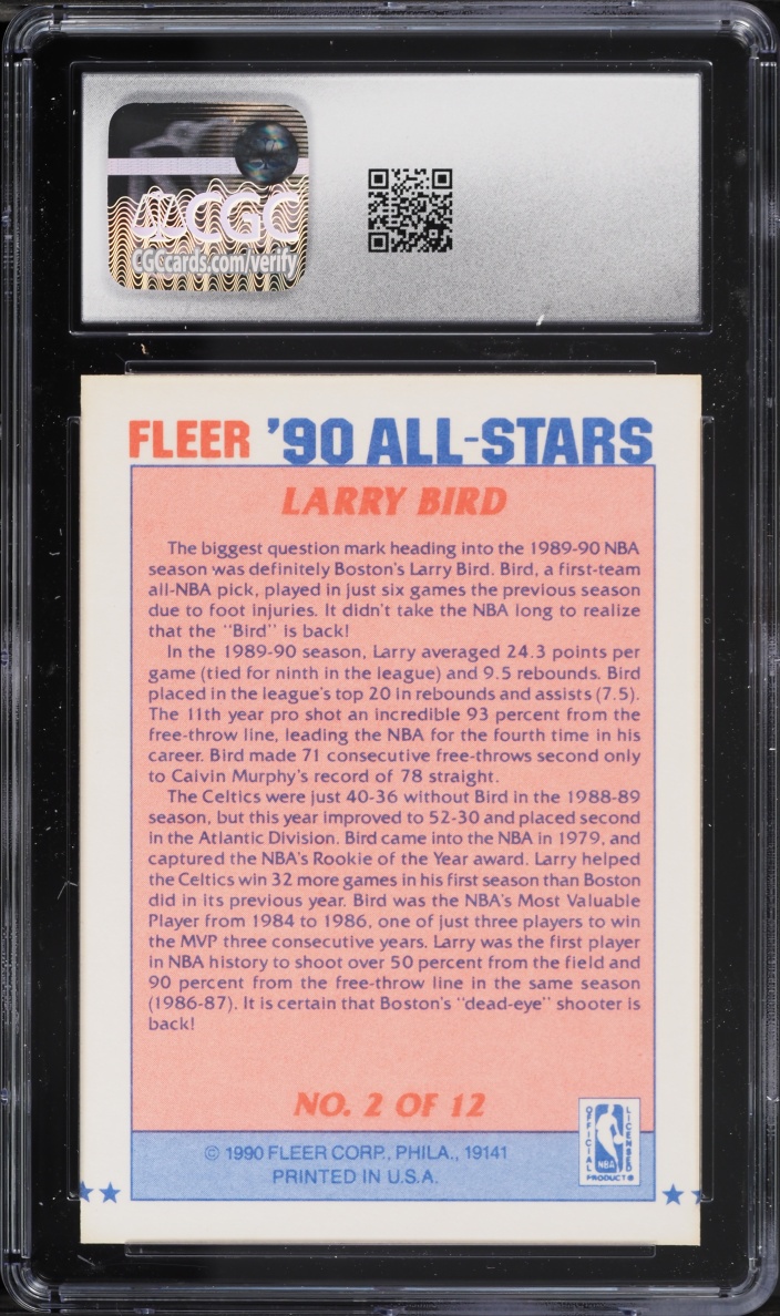 1990 Fleer All-Stars Larry Bird #2 CGC 8.5 NM-MT+
