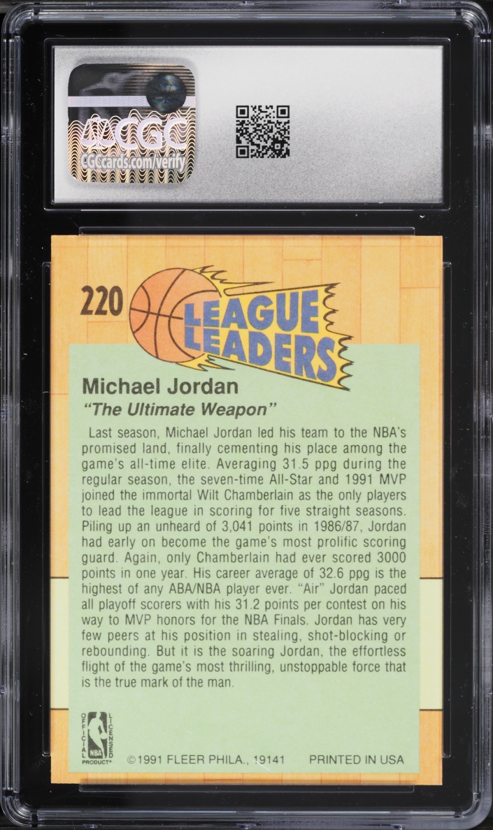 1991 Fleer Basketball Michael Jordan #220 CGC 8 NM-MT