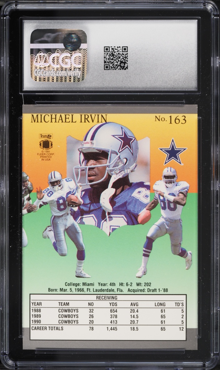 1991 Fleer Ultra Michael Irvin #163 CGC 10 GEM MINT