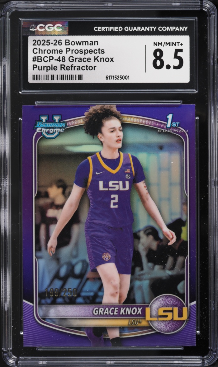 2025 Bowman Chrome Prospects Purple Refractor Grace Knox PROSPECT /250 #BCP-48 CGC 8.5 NM-MT+