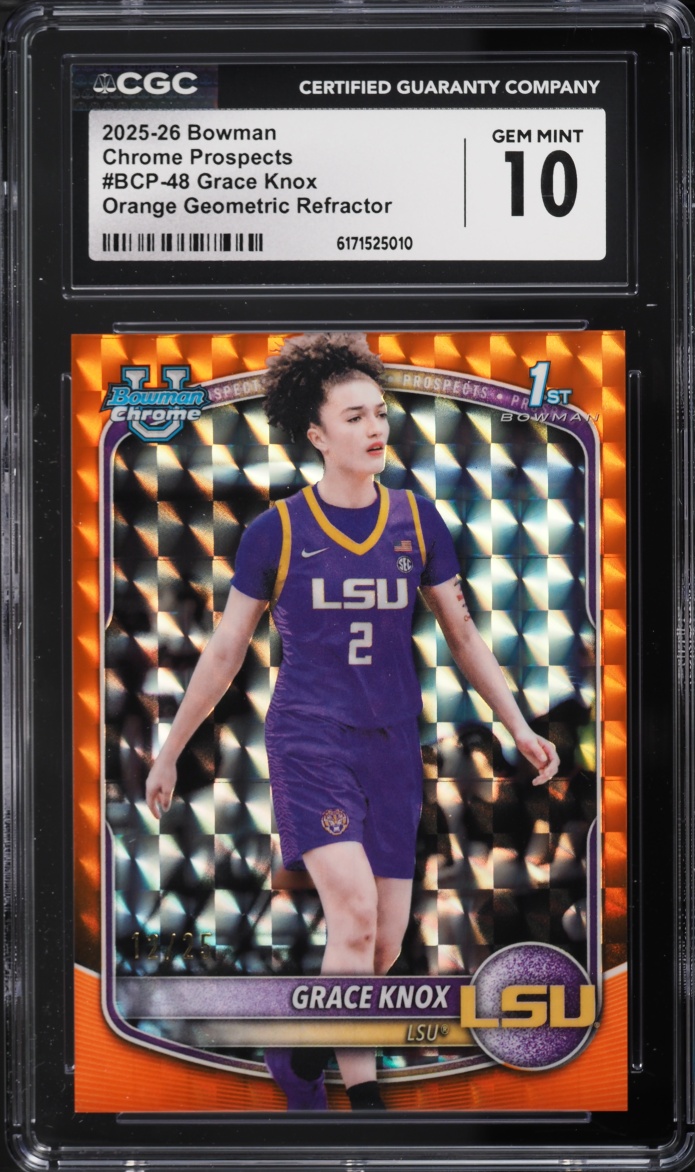 2025 Bowman Chrome Orange Geometric Refractor Grace Knox PROSPECT /25 #BCP-48 CGC 10 GEM MINT
