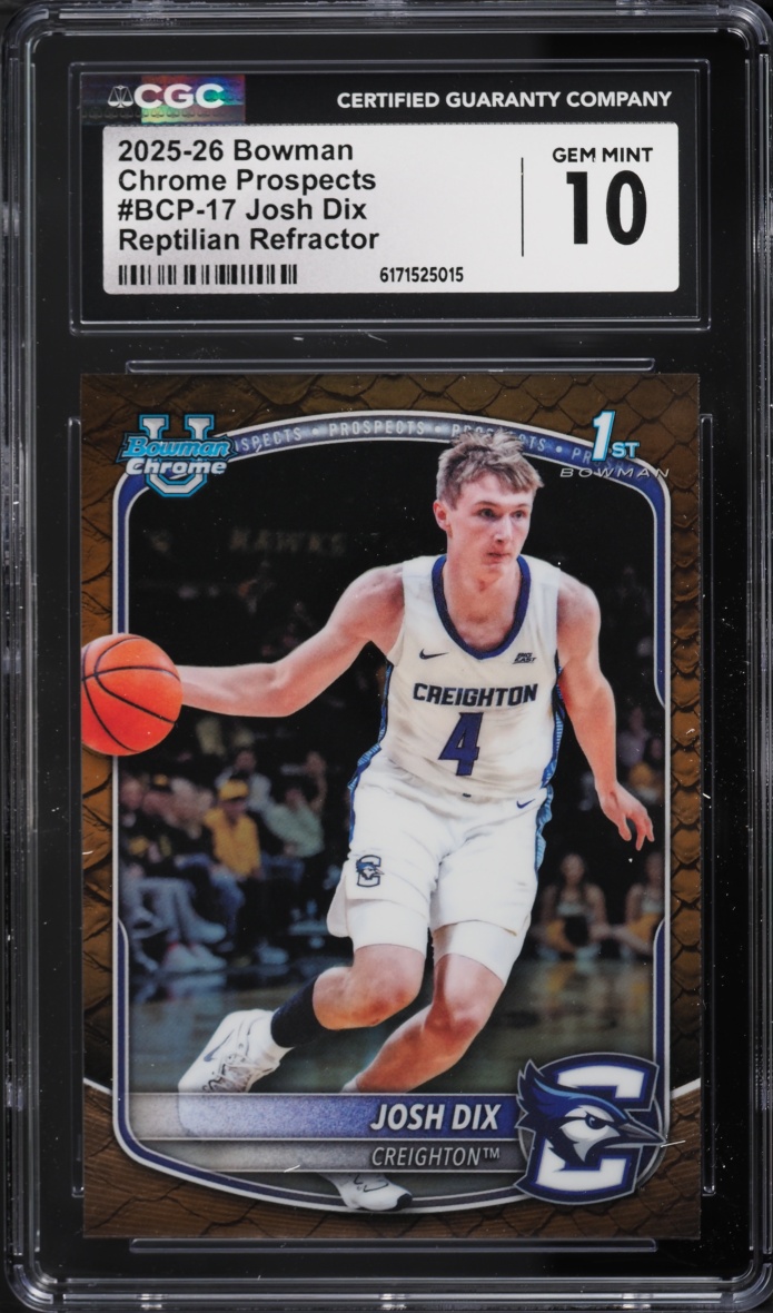 2025 Bowman Chrome Prospects Reptilian Refractor Josh Dix PROSPECT #BCP-17 CGC 10 GEM MINT
