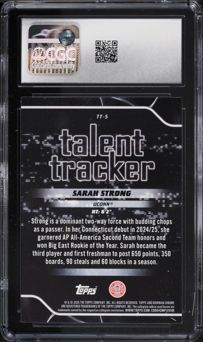 2025 Bowman Talent Tracker Mini-Diamond Refractor Sarah Strong /150 #TT-5 CGC 10 GEM MINT