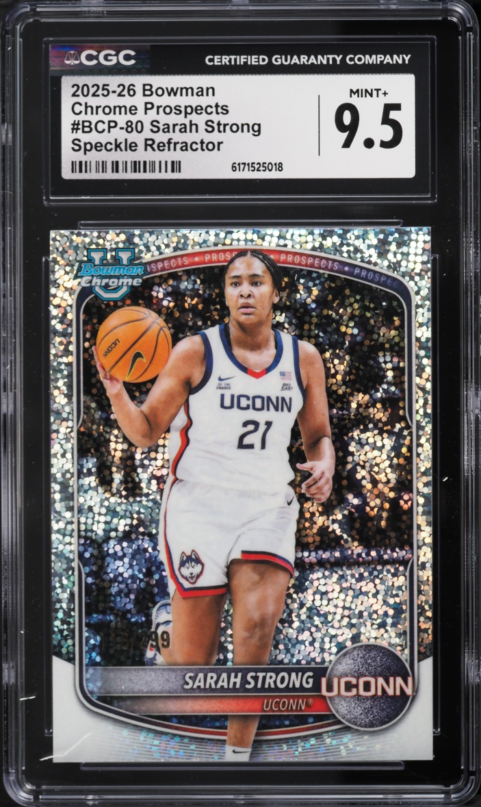 2025 Bowman Chrome Speckle Refractor Sarah Strong PROSPECT /299 #BCP-80 CGC 9.5 MINT+