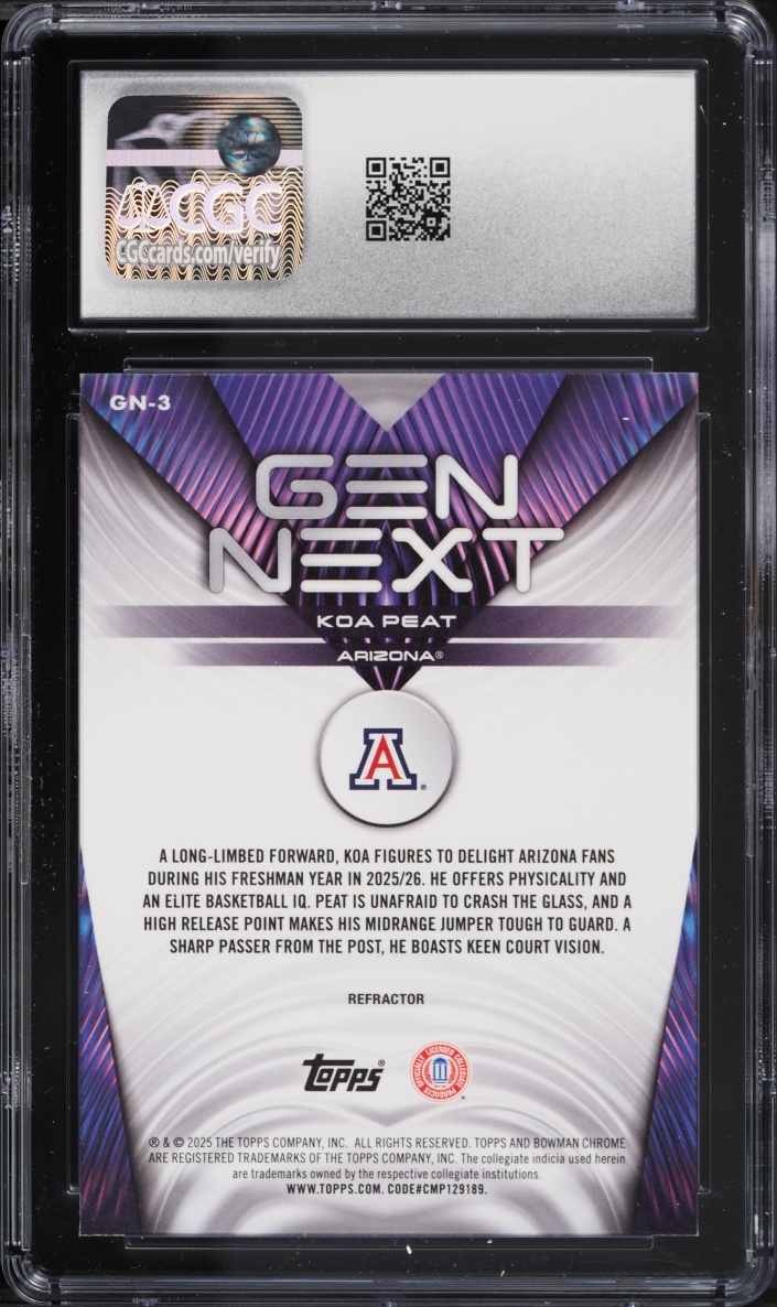 2025 Bowman Gen Next Refractor Koa Peat ROOKIE #GN-3 CGC 10 GEM MINT