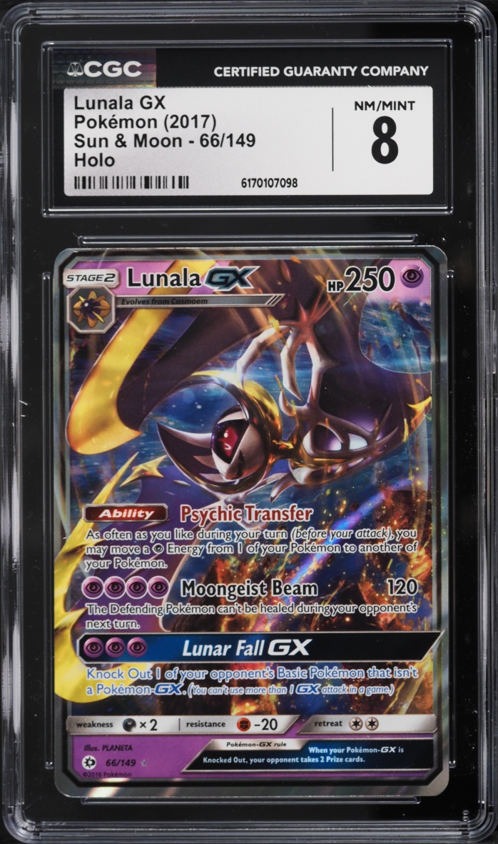 2017 Pokemon Sun & Moon Holo Lunala GX #66 CGC 8 NM-MT
