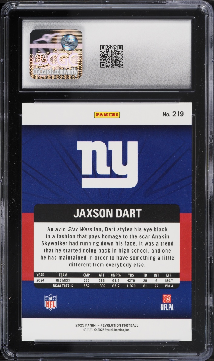 2025 Panini Revolution Jaxson Dart ROOKIE #219 CGC 10 GEM MINT