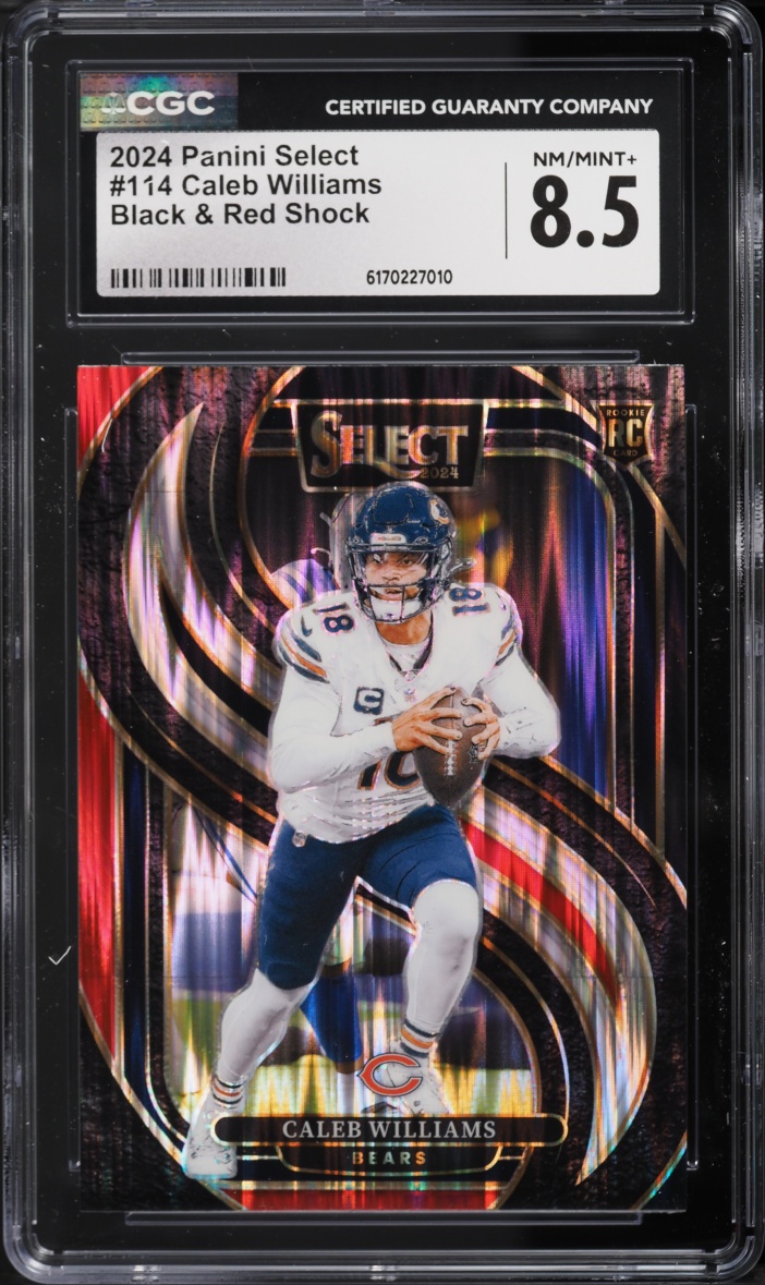 2024 Select Premier Level Black & Red Shock Prizm Caleb Williams ROOKIE #114 CGC 8.5 NM-MT+