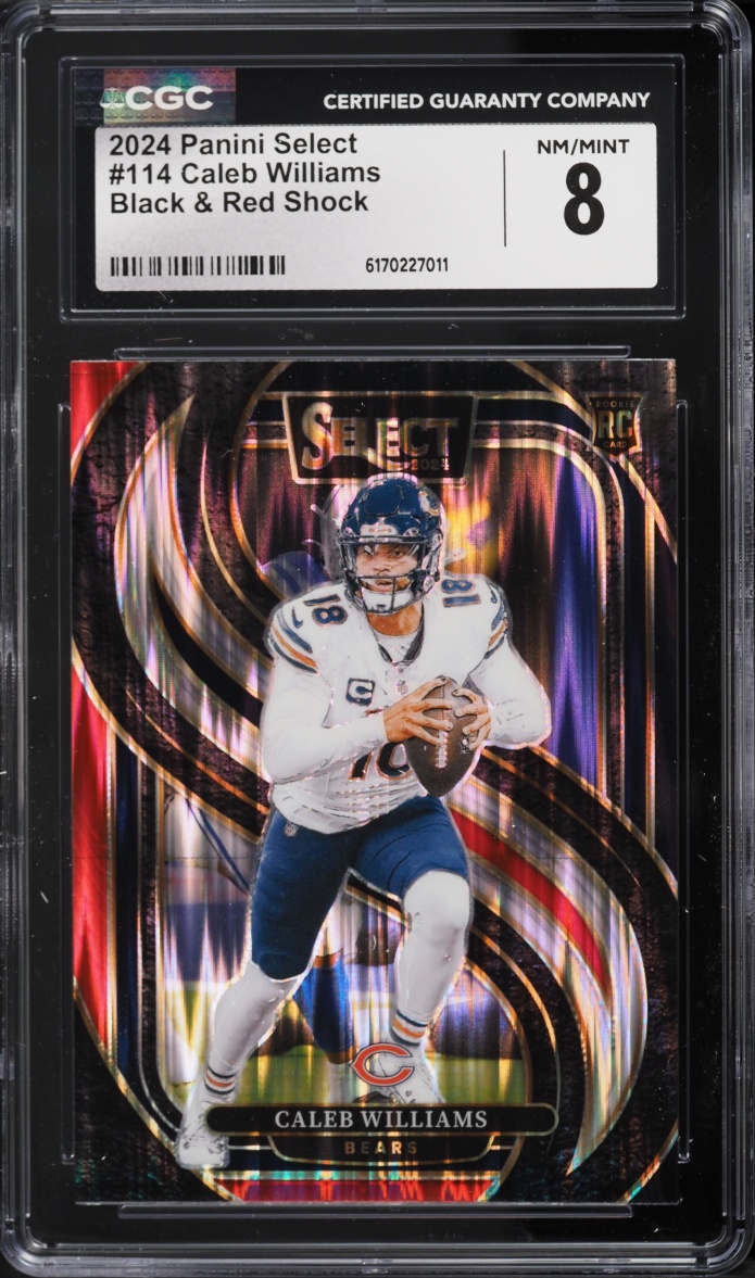 2024 Select Premier Level Black & Red Shock Prizm Caleb Williams ROOKIE #114 CGC 8 NM-MT