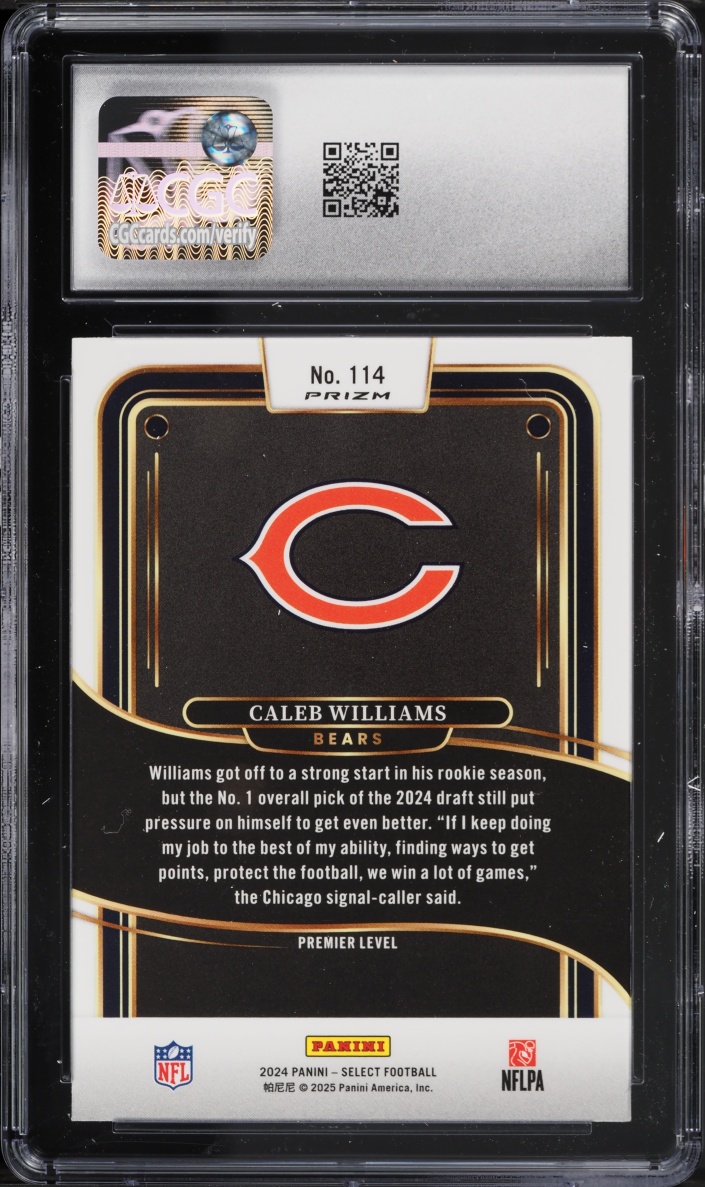 2024 Select Premier Level Black & Red Shock Prizm Caleb Williams ROOKIE #114 CGC 8 NM-MT