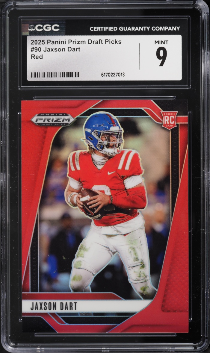 2025 Panini Prizm Draft Picks Red Jaxson Dart ROOKIE /399 #90 CGC 9 MINT