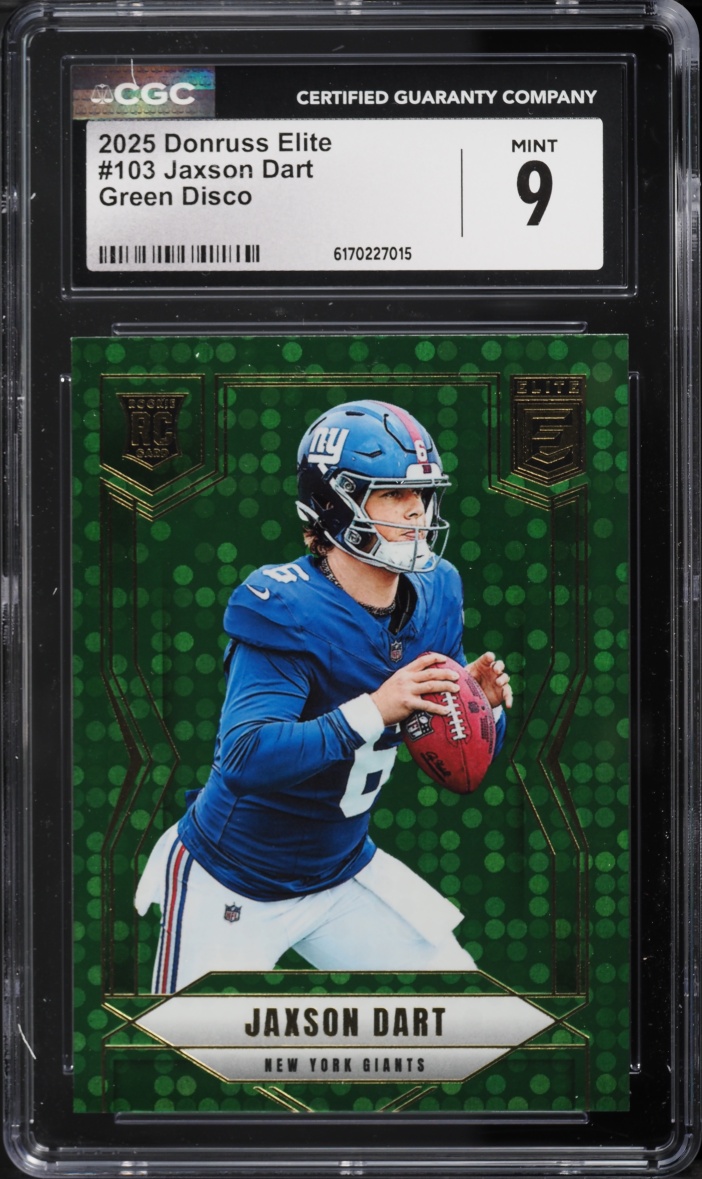 2025 Donruss Elite Green Disco Jaxson Dart ROOKIE #103 CGC 9 MINT
