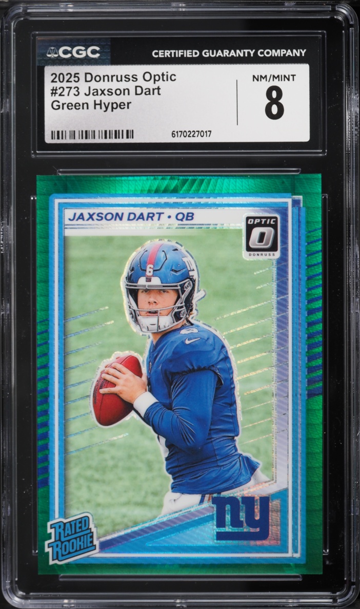 2025 Donruss Optic Green Hyper Jaxson Dart ROOKIE #273 CGC 8 NM-MT