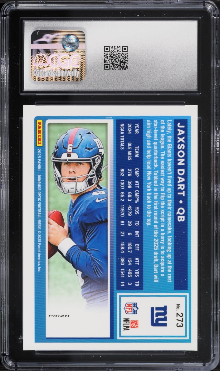 2025 Donruss Optic Green Hyper Jaxson Dart ROOKIE #273 CGC 8 NM-MT