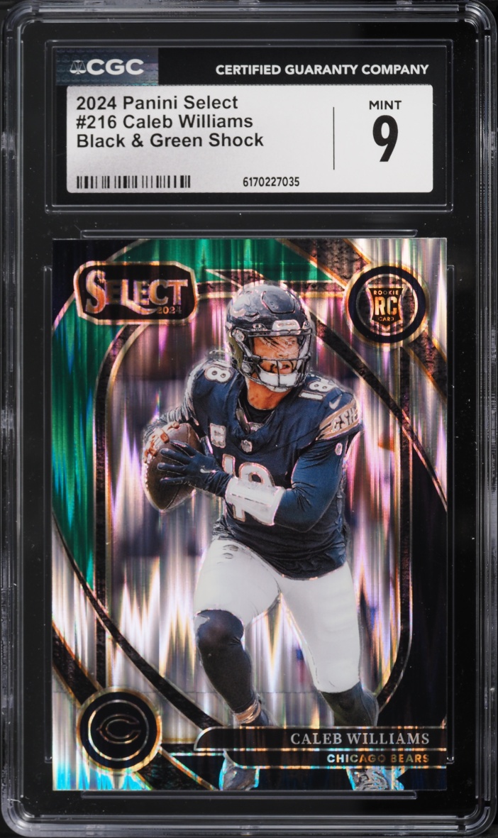 2024 Select Club Level Black & Green Shock Prizm Caleb Williams ROOKIE #216 CGC 9 MINT