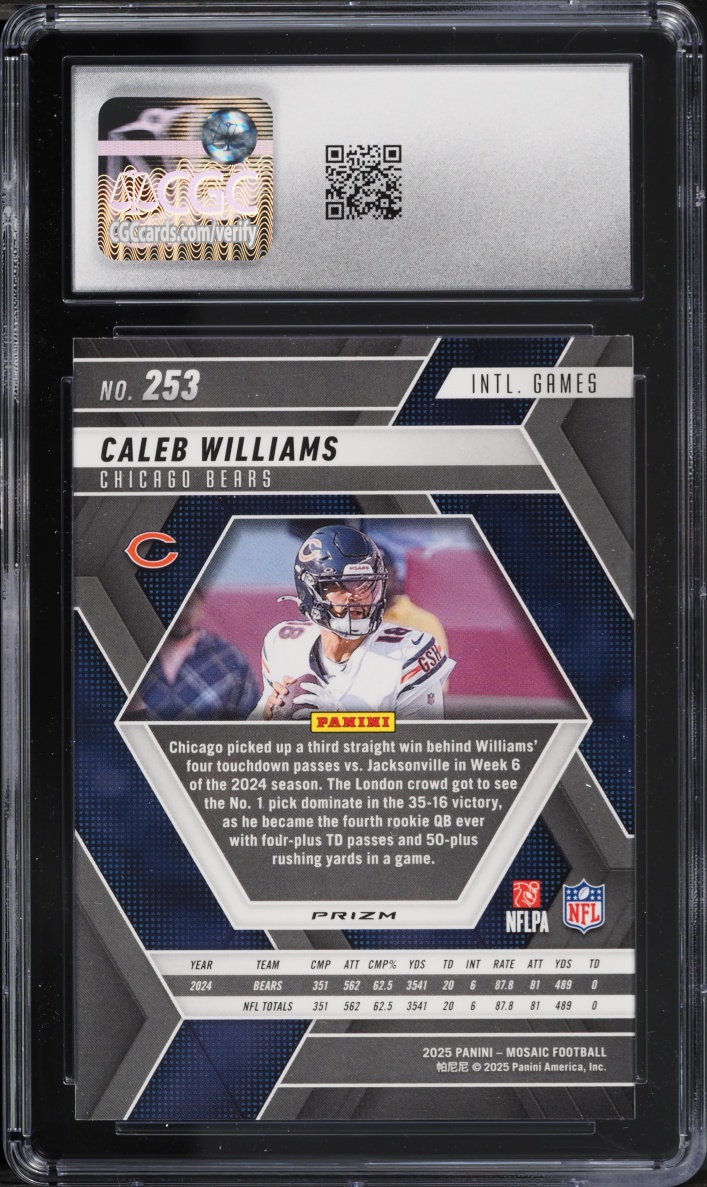 2025 Panini Mosaic Reactive Blue Caleb Williams #253 CGC 10 GEM MINT