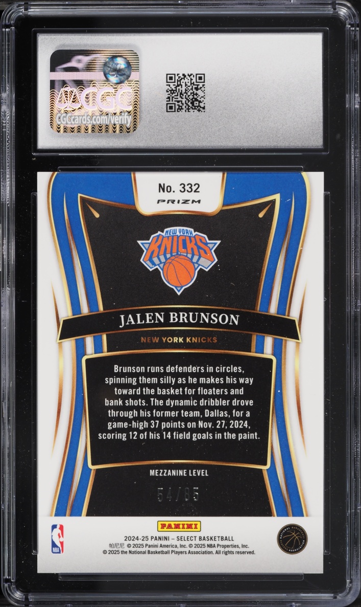 2024 Select Mezzanine Level Maroon Jalen Brunson /85 #332 CGC 10 GEM MINT