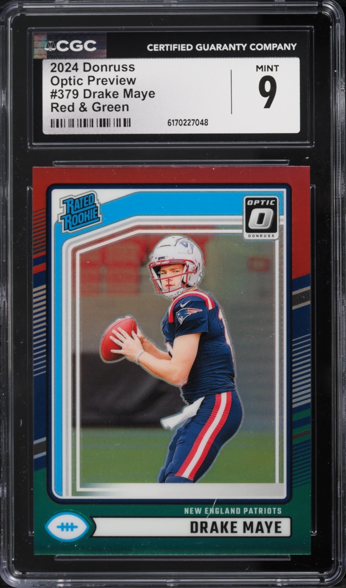 2024 Donruss Optic Preview Red & Green Drake Maye ROOKIE #379 CGC 9 MINT