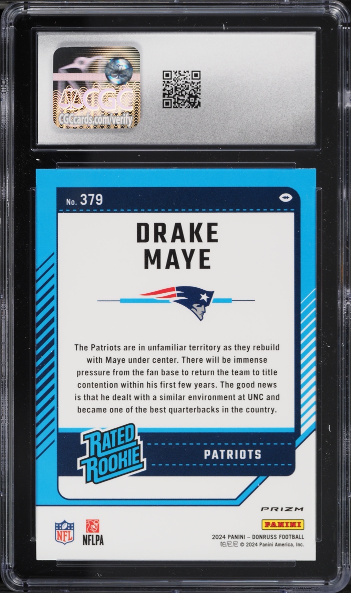 2024 Donruss Optic Preview Red & Green Drake Maye ROOKIE #379 CGC 9 MINT