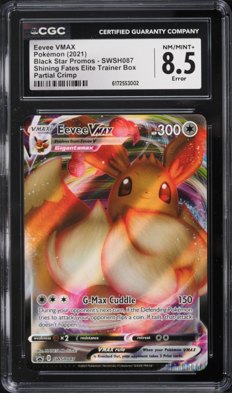 2021 Pokemon SWSH Promo Shining Fates ETB Alt Art Error Eevee VMAX #SWSH087 CGC 8.5 NM-MT+