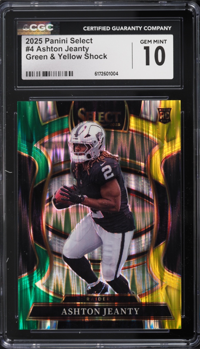 2025 Select Concourse Green & Yellow Shock Ashton Jeanty ROOKIE #4 CGC 10 GEM MINT