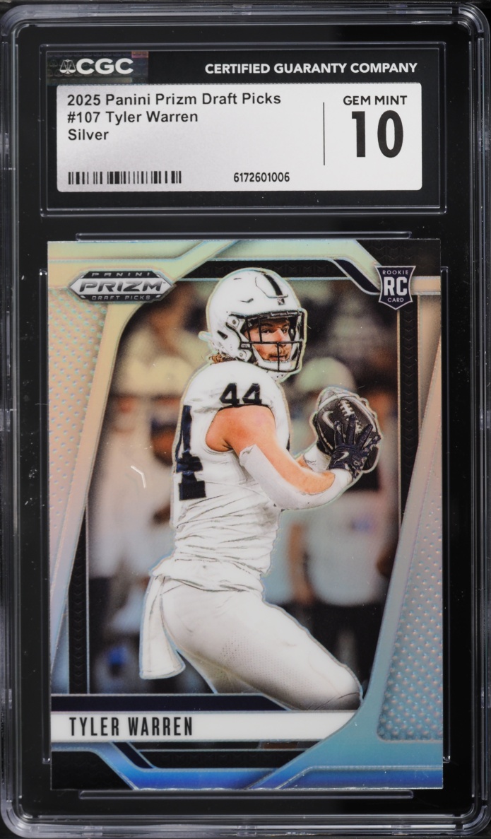 2025 Panini Prizm Draft Picks Silver Tyler Warren ROOKIE #107 CGC 10 GEM MINT