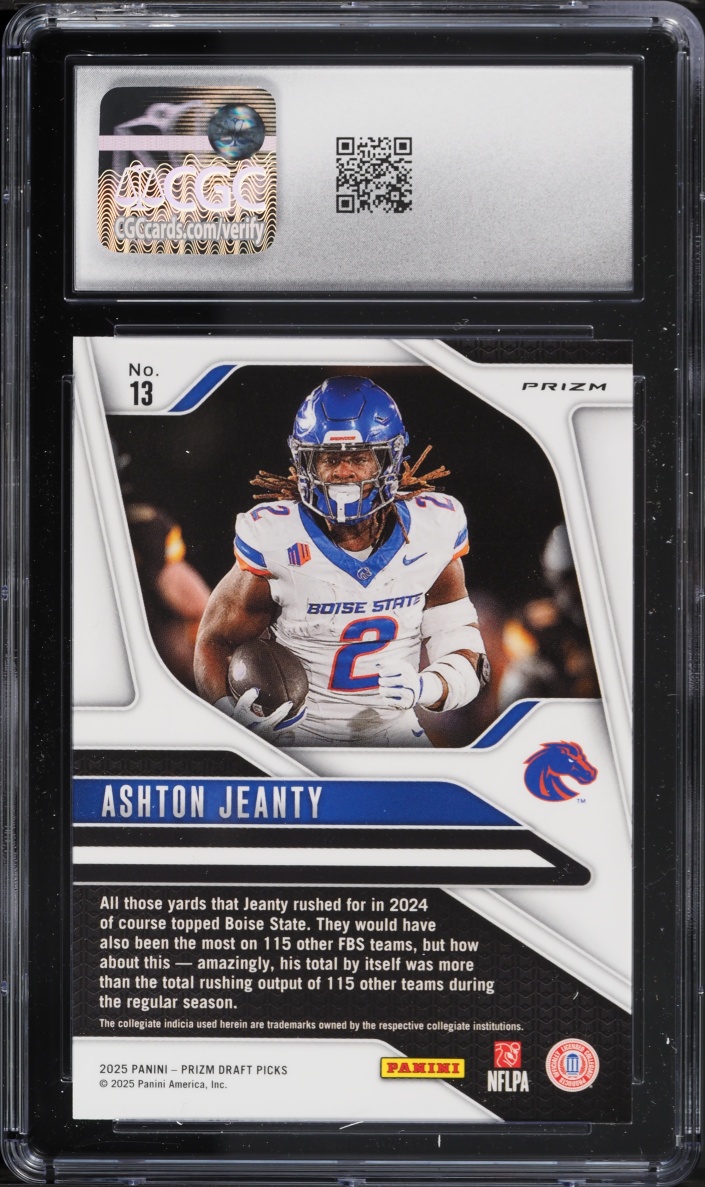 2025 Panini Prizm Draft Picks Purple Wave Ashton Jeanty ROOKIE #13 CGC 10 GEM MINT