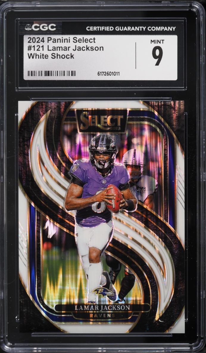 2024 Select Premier Level White Shock Lamar Jackson /199 #121 CGC 9 MINT