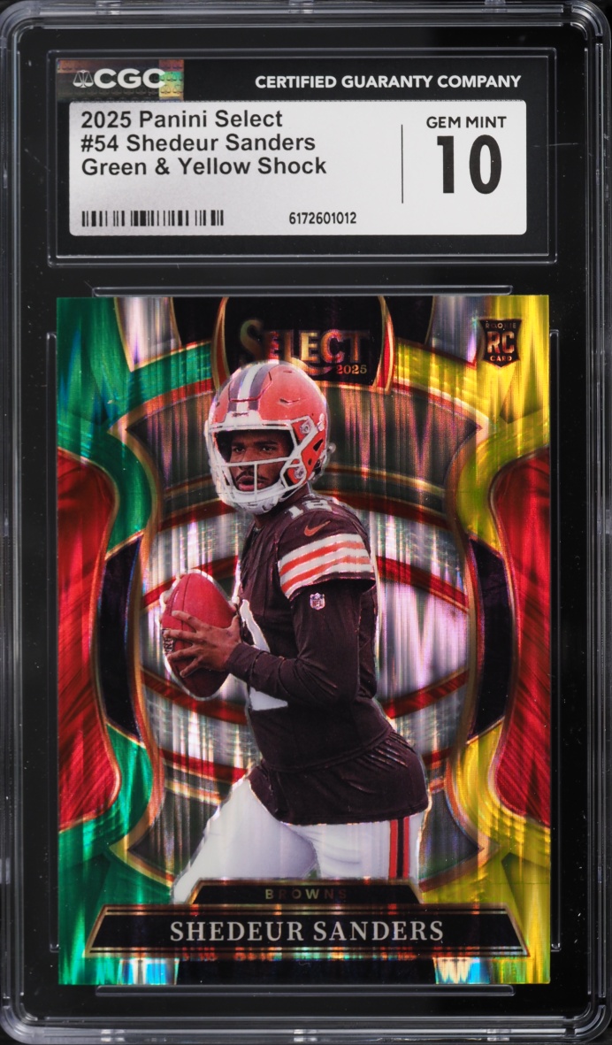 2025 Select Concourse Green & Yellow Shock Shedeur Sanders ROOKIE #54 CGC 10 GEM MINT
